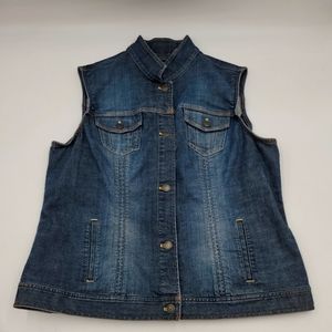 Eddie Bauer Womens Denim Vest XL Tall